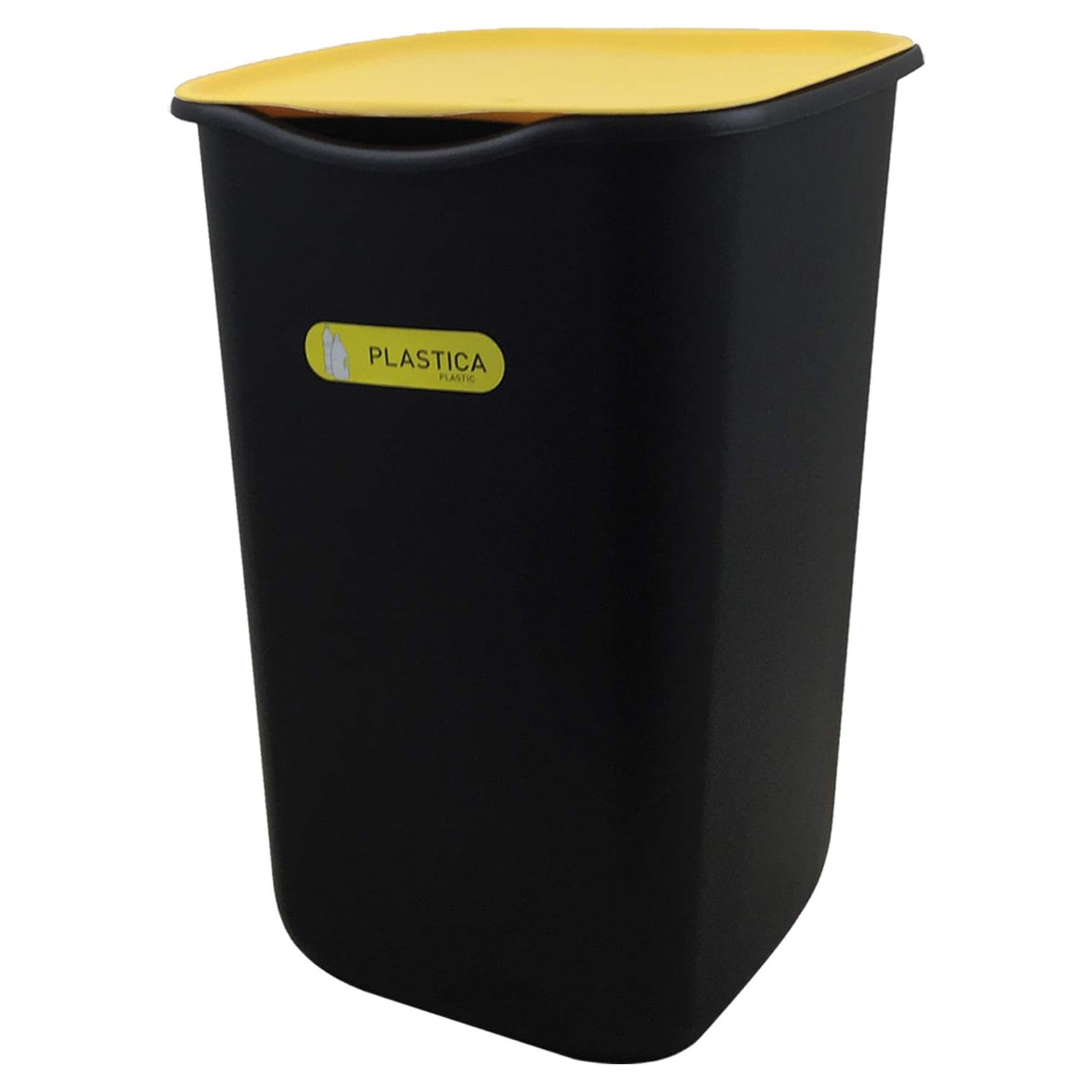 Set 3 pattumiere e bidoni 50L neri resistenti differenziata foto 4